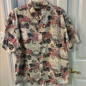 Morgan Creek Outfitters Men’s Patriotic Motorcycle Print Shirt SZ XXL